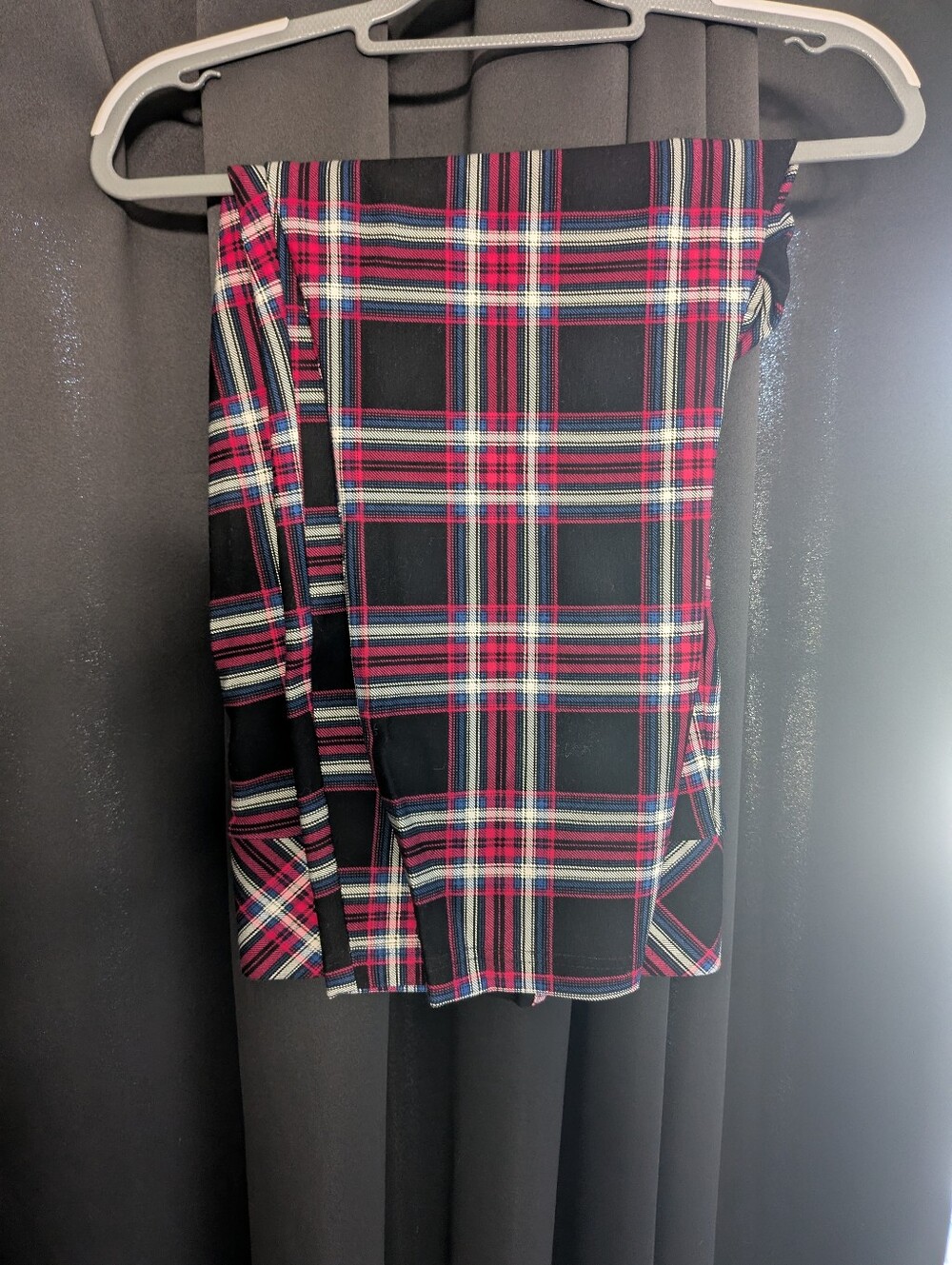 Black Plaid Pull-on Pants